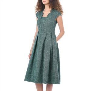 Vintage Inspired Notch Neck Cross Hatch eShakti